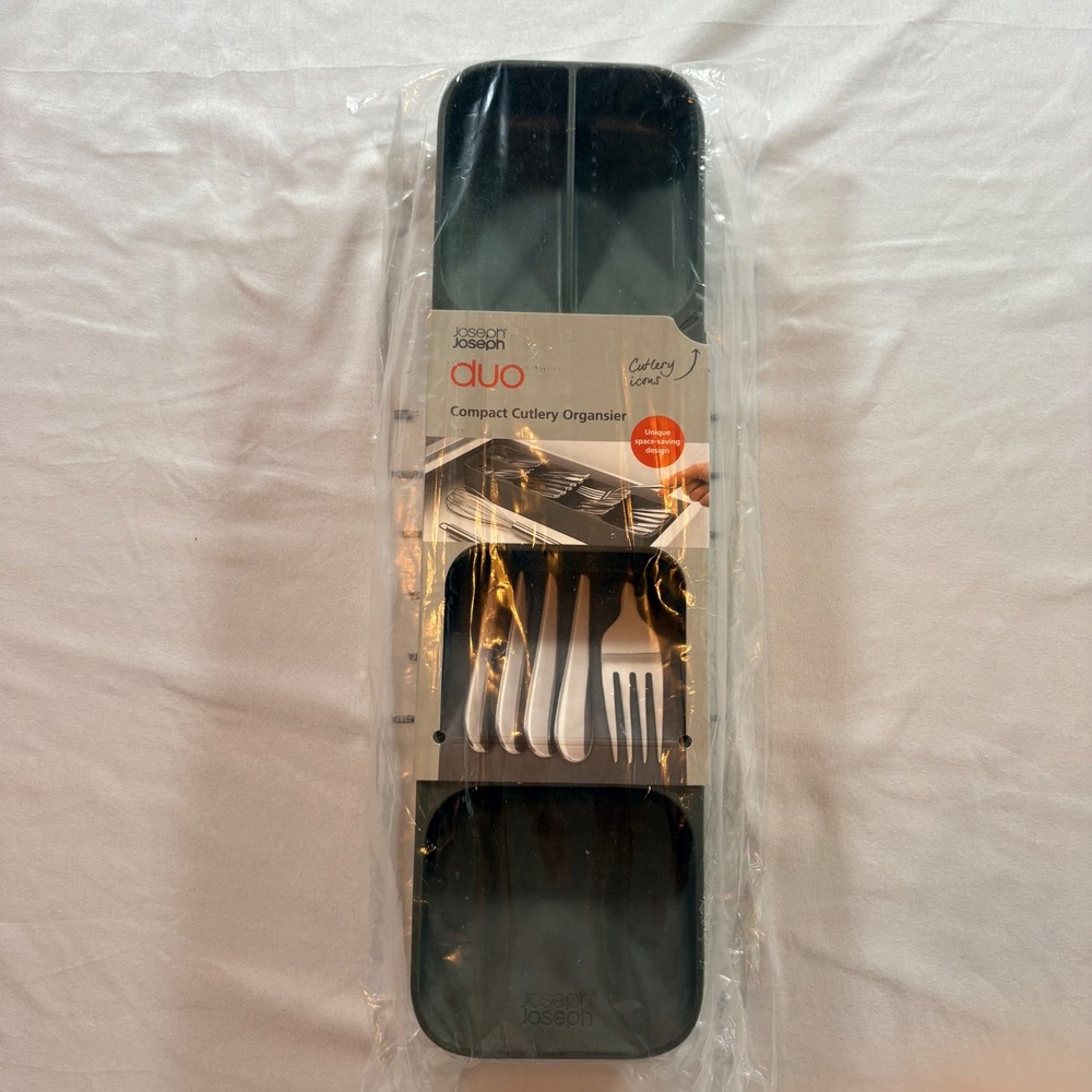 Joseph Joseph Duo Compact Cutlery Organizer Grey Space Saving Silverware Tray